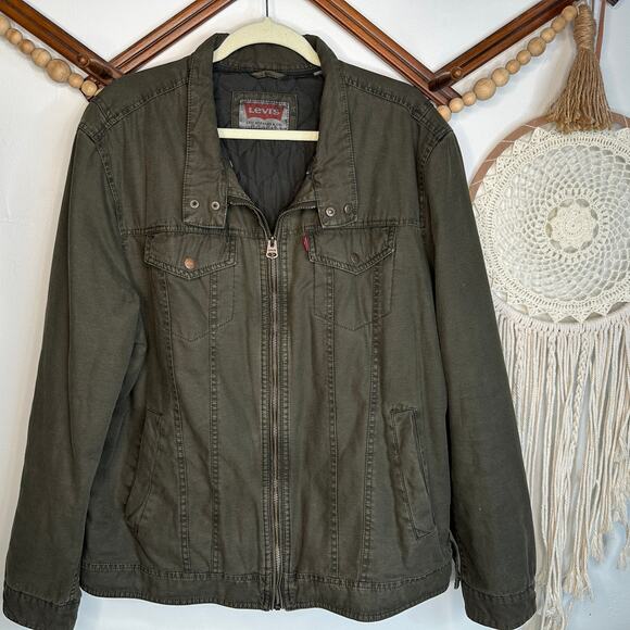 Levi's Green Quilted Trucker Jacket - Picture 1 of 5